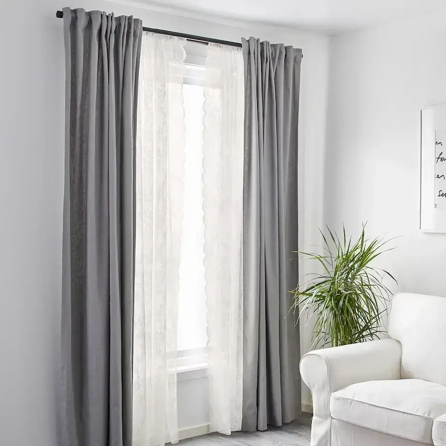 alvine-spets-net-curtains-1-pair-off-white__0886570_pe569648_s5 پرده توری ایکیا مدل ALVINE SPETS رنگ: سفید صدفی - Image 1