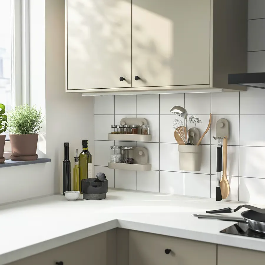 oebonaes-wall-shelf-with-suction-cup-grey-beige__1413065_pe974161_s5_11zon شلف دیواری ایکیا مدل OBONAS رنگ: بژ - Image 1